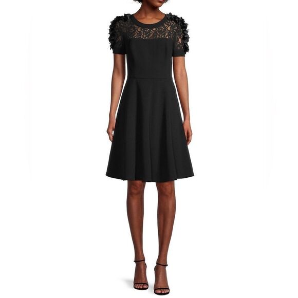 Shani Floral Applique Fit-&-Flare Crepe Dress size 12 - Picture 1 of 10